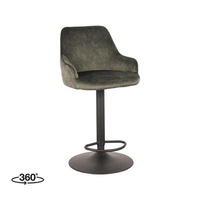 LABEL51 Draaibare Barkruk 'Fender' Velvet, kleur Hunter (zithoogte 64-84cm)