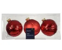 Decoris kerstballen glas d8cm 3st kerstrood - thumbnail