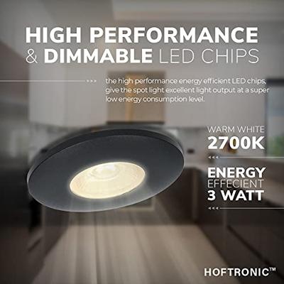 Set van 3 Pavo - Platte LED ipbouwspots met lage inbouwdiepte 12mm - 3 Watt 300 Lumen - 2700K Warm wit - Dimbaar - Rond - Meubelspot - IP44 waterdicht - Zwart Set van 3 Pavo - Platte LED ipbouwspots met lage inbouwdiepte 12mm - 3 Watt 300 Lumen - 2700K Warm wit - Dimbaar - Rond - Meubelspot - IP44 waterdicht - Zwart