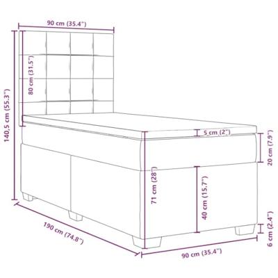 Boxspring met matras fluweel lichtgrijs 90x190 cm