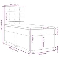 Boxspring met matras fluweel lichtgrijs 90x190 cm - thumbnail