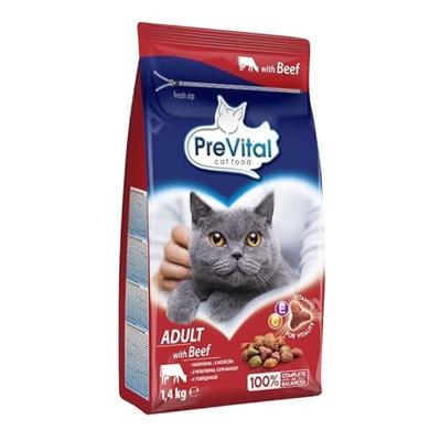 PREVITAL Cat Food Adult met rundvlees - droog kattenvoer - 1,4 kg