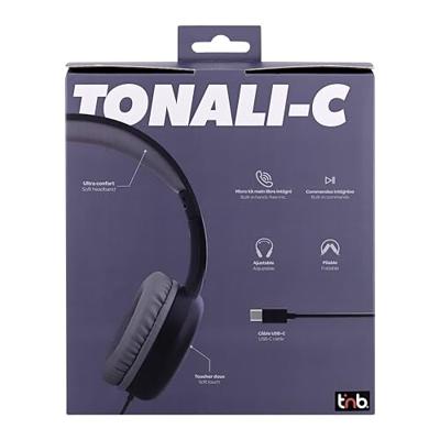 T'nB - Bedrade Supra-auditieve hoofdtelefoon, Foam Pads, Hoofdband Liner voor optimaal comfort, USB-C-kabel, ingebouwde bedieningselementen, microfoon - blauw