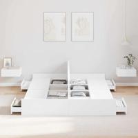 Opbergbedframe met hoofdeinde Wit 140 x 190 cm Bewerkt hout - thumbnail