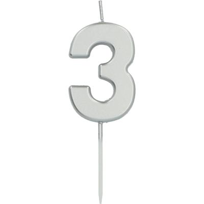 Cijferkaars &apos;3&apos; Zilverkleurig 5cm