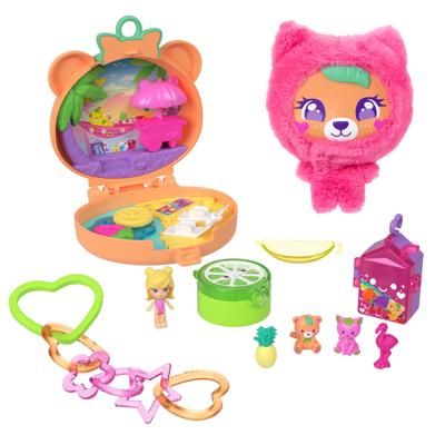 Polly Pocket Speelset - MATTEL - JKC79 - Afneembaar pluche speeltje - Schommelhangmat - Draagbare sleutelhanger