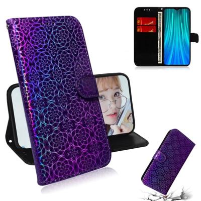 Voor Xiaomi Redmi Note 8 Pro effen kleur kleurrijke magnetische Buckle horizontale Flip PU lederen draagtas met houder & kaartsleuven & portemonnee &