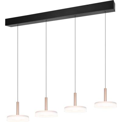 LED Hanglamp - Hangverlichting - Trion Lester - 30W - 4-lichts - Warm Wit 3000K - Dimbaar - Rechthoek - Koffie - Metaal