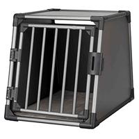 TRIXIE Hondentransportbox, aluminium, M-L: 61 x 65 x 86 cm, grafiet, veiligheidssluiting, klittenband op de bodem, stabiel en geluidsarm, antislip ligmat - 39337 - thumbnail