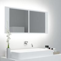 VidaXL Badkamerkast met spiegel en led 100x12x45 cm acryl wit - thumbnail