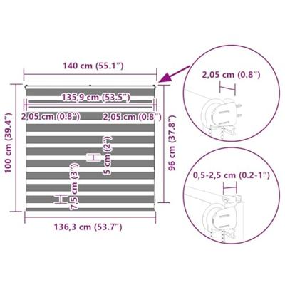 Zebra Blind 140x100 cm stofbreedte 135,9 cm polyester wit
