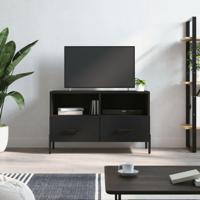 Tv-meubel 80x36x50 cm bewerkt hout zwart - thumbnail