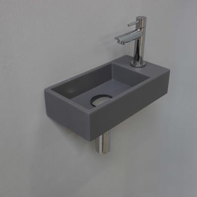Fonteinset INK Versus Rechthoek Rechts 36x18x9cm Quartz Grijs Toiletkraan Sifon Plug Glans Chroom