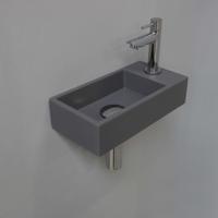 Fonteinset INK Versus Rechthoek Rechts 36x18x9cm Quartz Grijs Toiletkraan Sifon Plug Glans Chroom - thumbnail