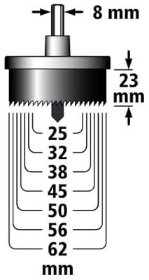 Wolfcraft Gatzaag | 7-delig | Ø25, 32, 38, 45, 50, 56, 62mm | 1 set - 2164000