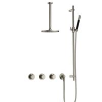 Hotbath Cobber X - CX7067 - Inbouw Regendoucheset - Geborsteld Nikkel - 2 Stopkranen - Thermostatisch - Plafondbuis 30 cm - Hoofddouche 200 mm - Staafhanddouche - Glijstang 900 mm - Waterbesparend - thumbnail