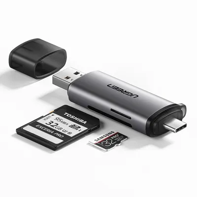 Ugreen 50706 geheugenkaartlezer USB/Micro-USB Zilver
