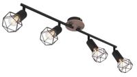 Globo PlafondlampXara I 4-lichts zwart met hout - 54802S-4H - thumbnail