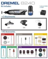 Dremel 8240-3/45 F0138240JF Multifunctioneel accugereedschap Incl. accu, Incl. lader, Incl. accessoires 12 V 2.0 Ah Aantal meegeleverde accus: 1 - thumbnail