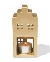 HEMA Theelichthouder 7x14.3cm keramiek huisje goud - thumbnail