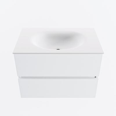 MONDIAZ VICA 70cm badmeubel onderkast Talc 2 lades. Wastafel MOON midden 1 kraangat, kleur Talc.