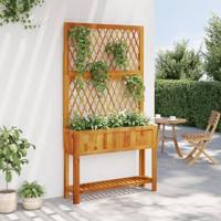 Plantenbak met latwerk en schap 100x32x185 cm acaciahout - thumbnail