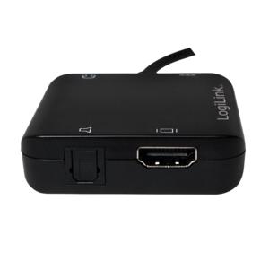 LogiLink CV0106 HDMI Adapter [1x HDMI-stekker - 1x HDMI-bus, Toslink-bus (ODT)] Zwart 0.1 m