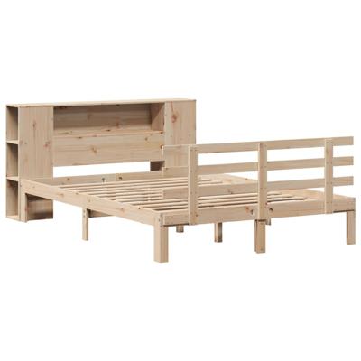 Bed met boekenkast zonder matras massief grenenhout 135x190 cm - thumbnail