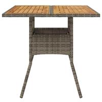 Tuintafel met acaciahouten blad 80x80x75 cm poly rattan grijs - thumbnail