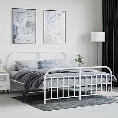 Bedframe met hoofd- en voeteneinde metaal wit 183x213 cm