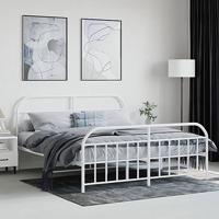 Bedframe met hoofd- en voeteneinde metaal wit 183x213 cm - thumbnail