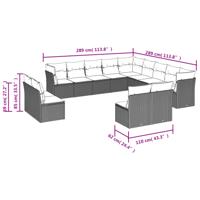 14-delige Loungeset met kussens poly rattan beige - thumbnail
