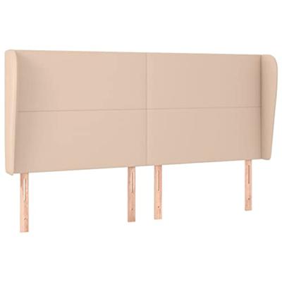 Hoofdbord met randen 163x23x118/128cm kunstleer cappuccinokleur