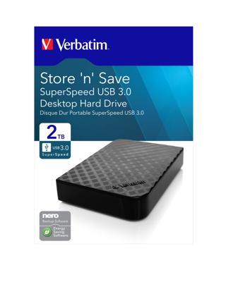 Verbatim Store n Save Gen2 2 TB Externe harde schijf (3,5 inch) USB-A 3.2 Gen 1 Zwart 47683