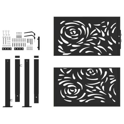 Poort met vlamontwerp 105x106 cm staal zwart