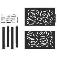 Poort met vlamontwerp 105x106 cm staal zwart - thumbnail