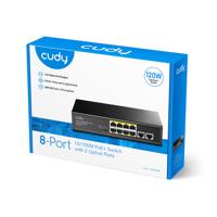 Cudy FS1010P PoE+ Switch met 8 poorten met 2 uplinkpoorten, 120 W, uitbreiden/VLAN-modus, 802.3af/at, fanless, plug and play - thumbnail