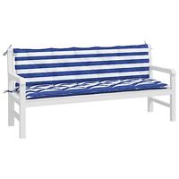 Bankkussens 2 st 180x50x7 cm stof gestreept wit en blauw - thumbnail