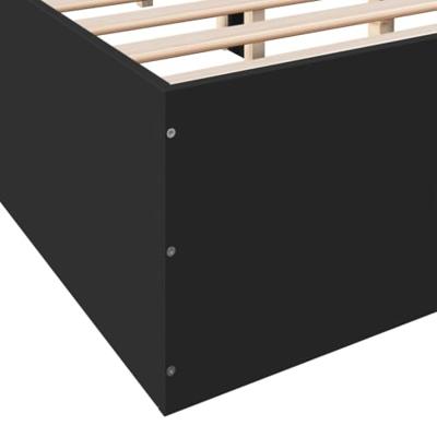 Bedframe bewerkt hout zwart 135x190 cm
