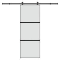 Schuifdeur met beslag 76x205 cm gehard glas en aluminium - thumbnail