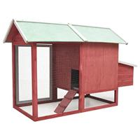 Kippenhok 170x81x110 cm massief grenen- en vurenhout rood - thumbnail
