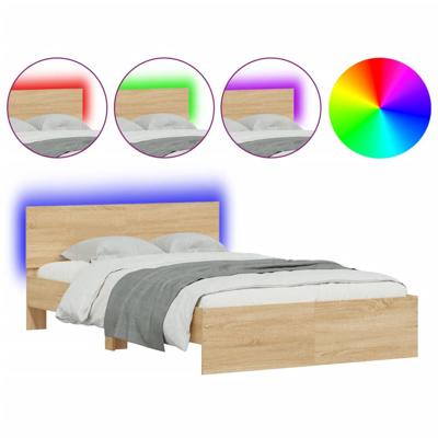 Bedframe met hoofdeinde en LED sonoma eikenkleurig 135x190 cm