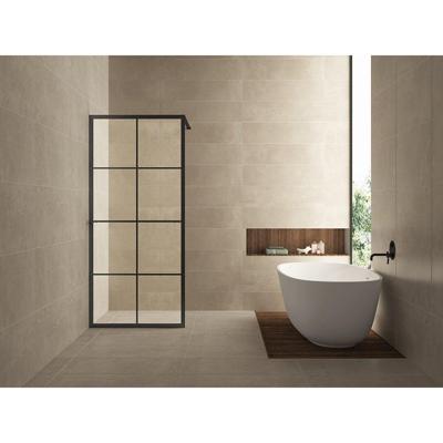 Wiesbaden Maaz inloopdouche met raster en handdoekhouder 1000 x 2000 x 10 mm helder glas/mat zwart 20.3961