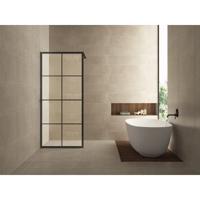 Wiesbaden Maaz inloopdouche met raster en handdoekhouder 1000 x 2000 x 10 mm helder glas/mat zwart 20.3961 - thumbnail