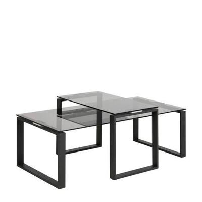 Bendt Salontafel 'Lone', Set van 2 stuks, Rookglas 115 x 69cm, kleur zwart Bendt Salontafel 'Lone', Set van 2 stuks, Rookglas 115 x 69cm, kleur zwart