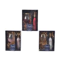 Wijnfiguur glas kadoset assorti 2st kerstbal hangdeco kerst Decoris - Decoris - thumbnail