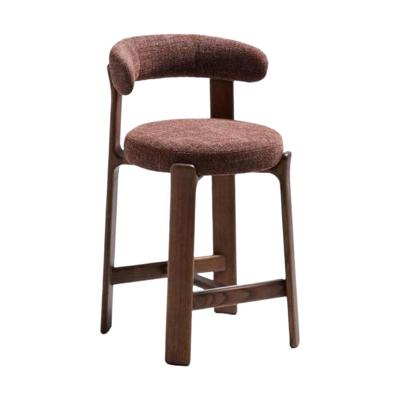 Kave Home Granite barkruk H65 chenille Bruin/walnoot