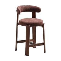 Kave Home Granite barkruk H65 chenille Bruin/walnoot - thumbnail