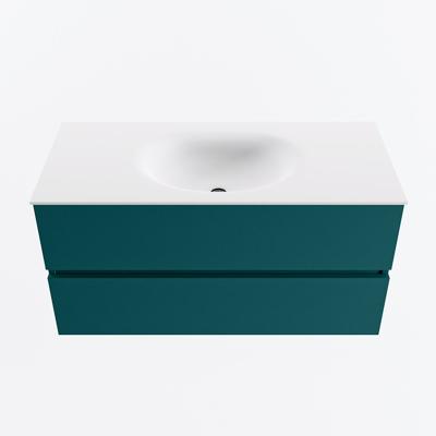 MONDIAZ VICA 100cm badmeubel onderkast Smag 2 lades. Wastafel MOON midden zonder kraangat, kleur Talc.