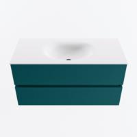 MONDIAZ VICA 100cm badmeubel onderkast Smag 2 lades. Wastafel MOON midden zonder kraangat, kleur Talc. - thumbnail